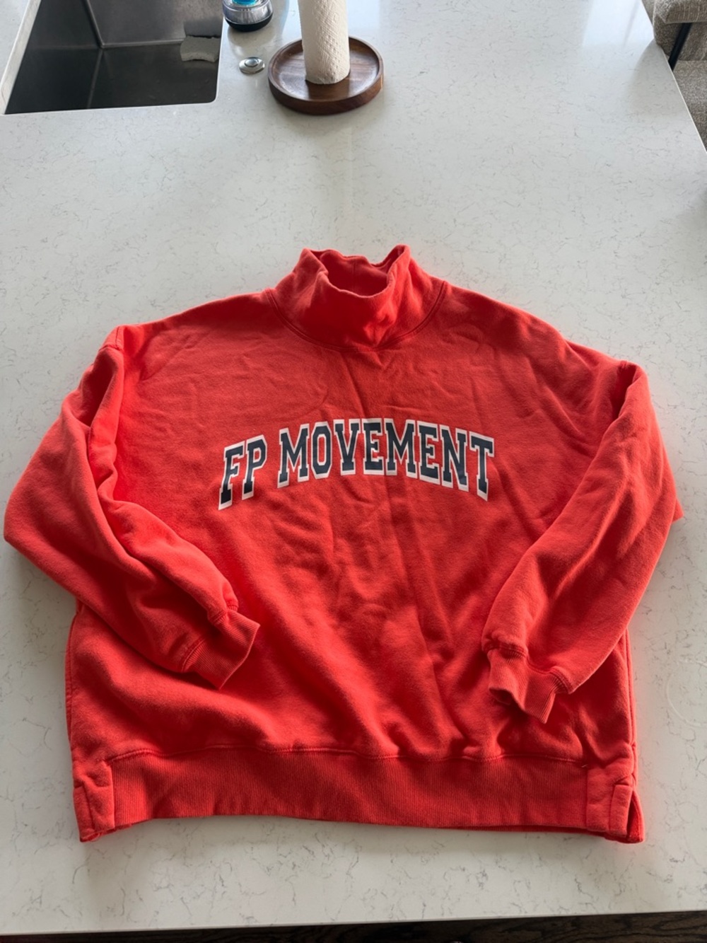FP Movement Orange Turtleneck Sweatshirt SZ S